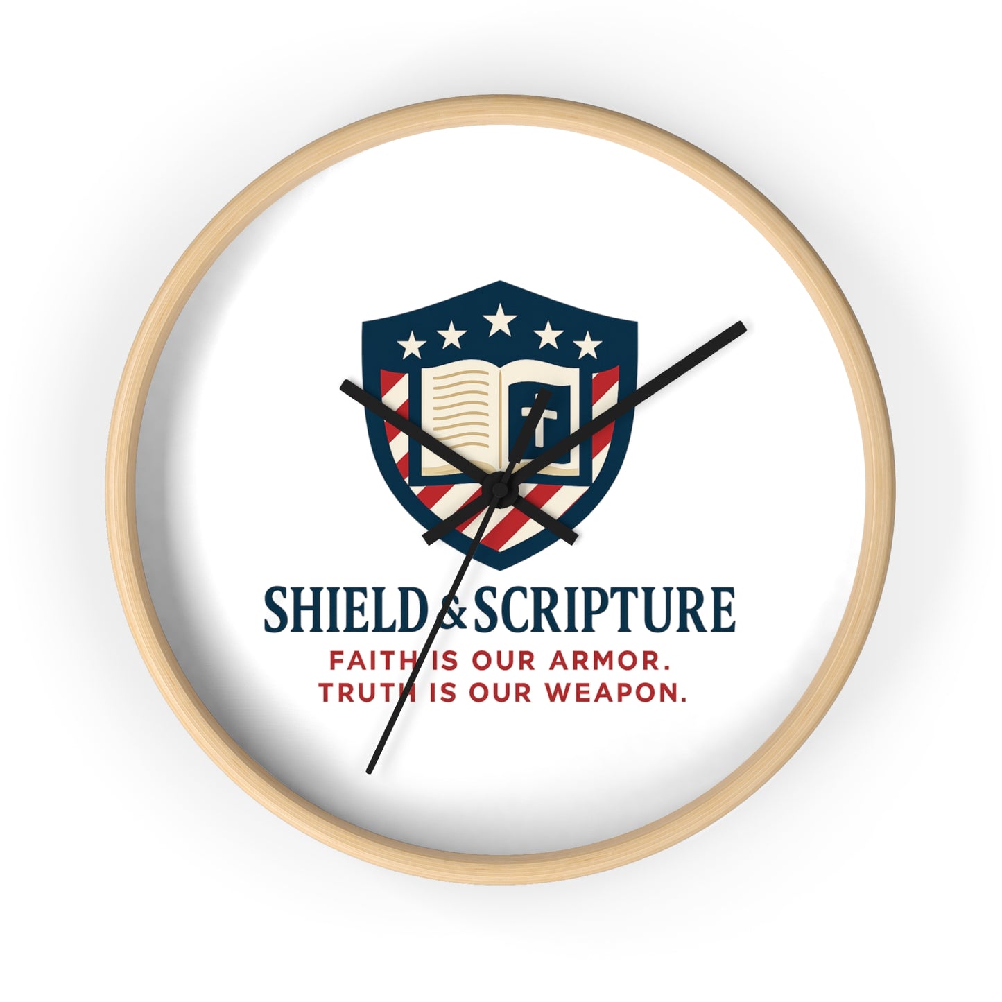 Shield & Scripture Wall Clock