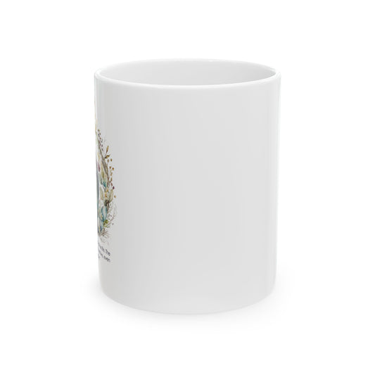 Christian Ceramic Mug – John 11:25 Resurrection Scripture Design