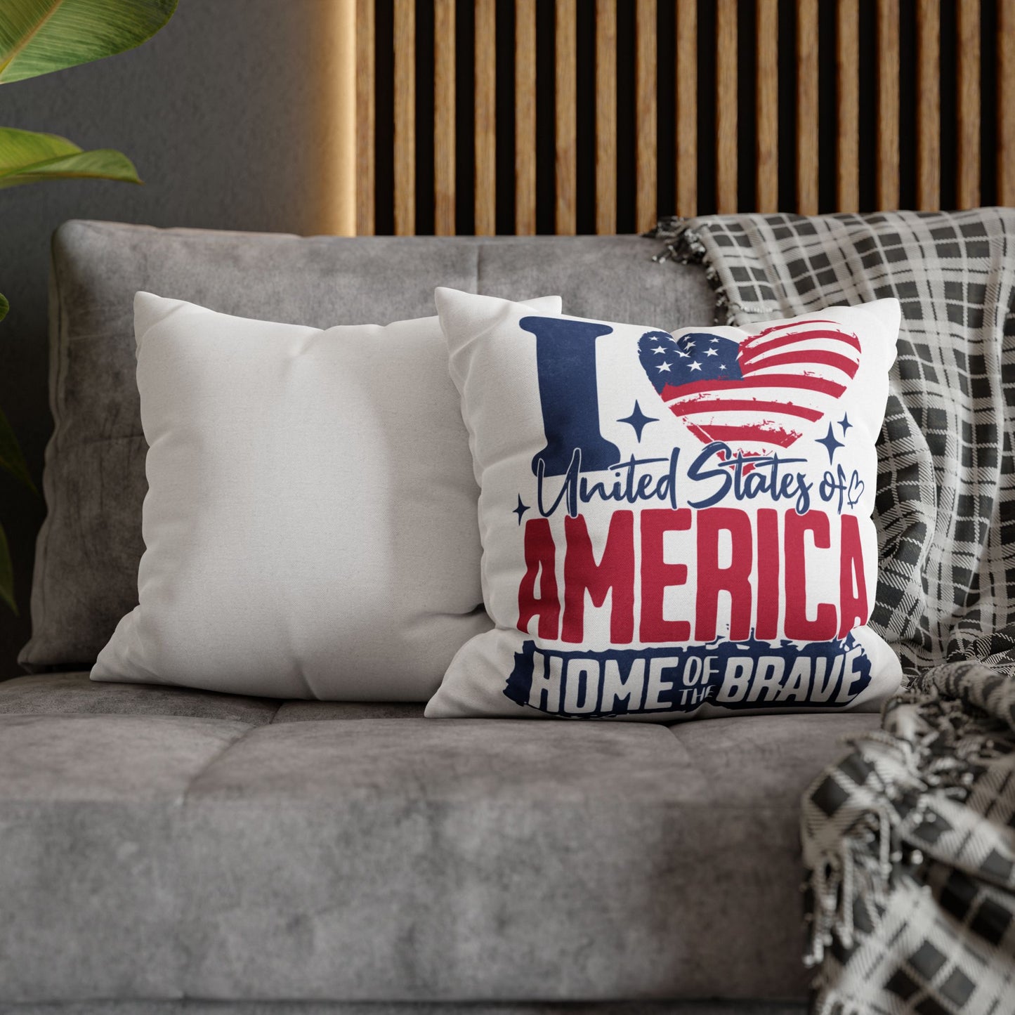 I Love America Home of the Brave Polyester Square Pillowcase