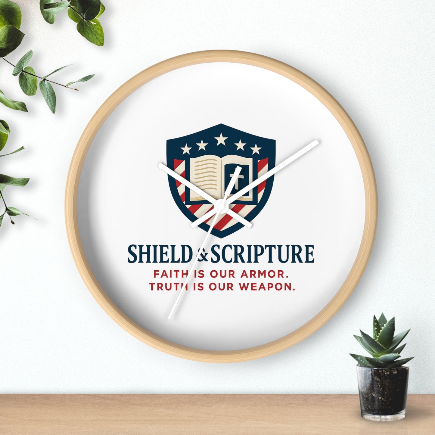 Shield & Scripture Wall Clock
